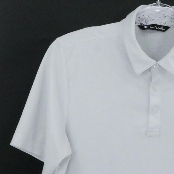 Travis Mathew Shirt Men Large White Polo Splatter Pocket Golf Performance Preppy - Picture 5 of 16